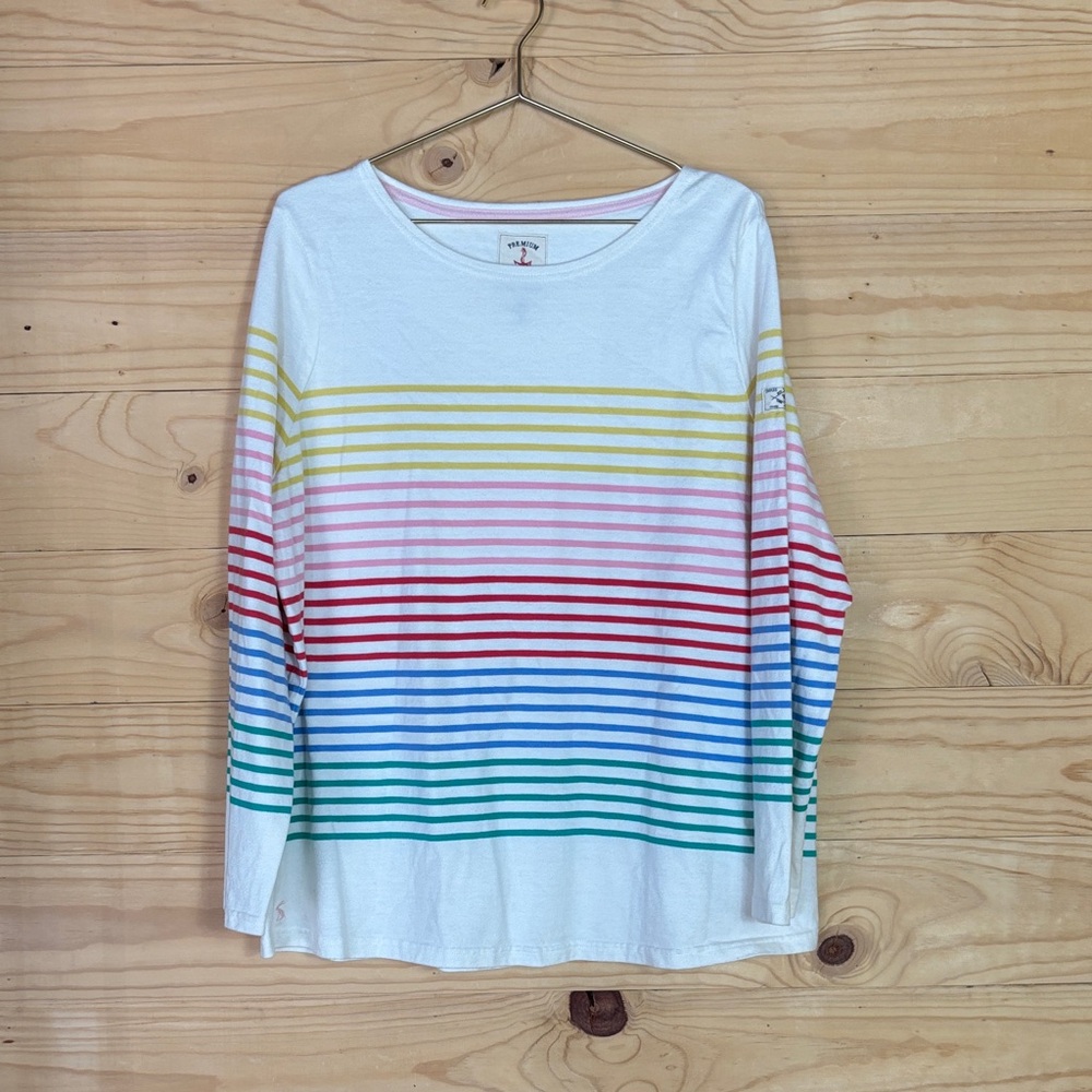 Joules long sleeve rainbow stripe tee